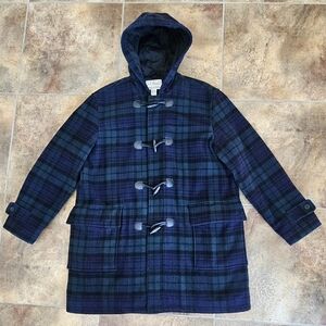 L.L.Bean Men's Black Watch Heritage Wool Duffle Coay